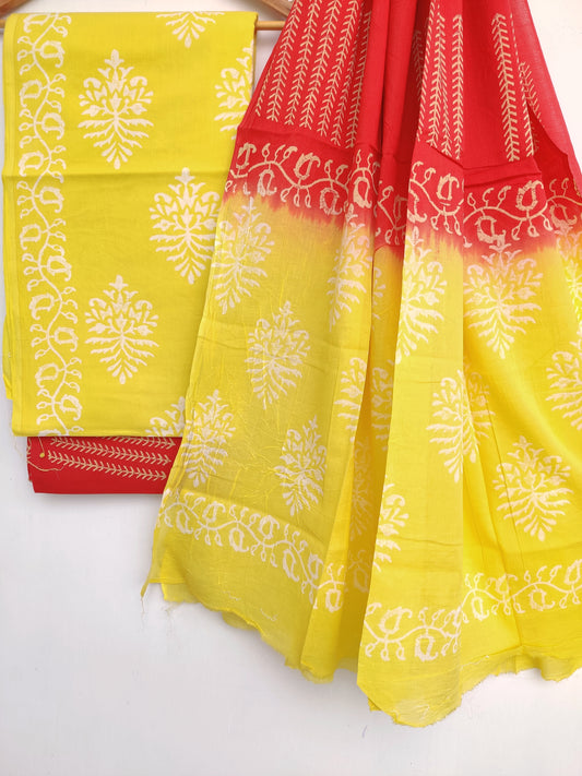 Block Printed Cotton Suit with Cotton mulmul dupatta