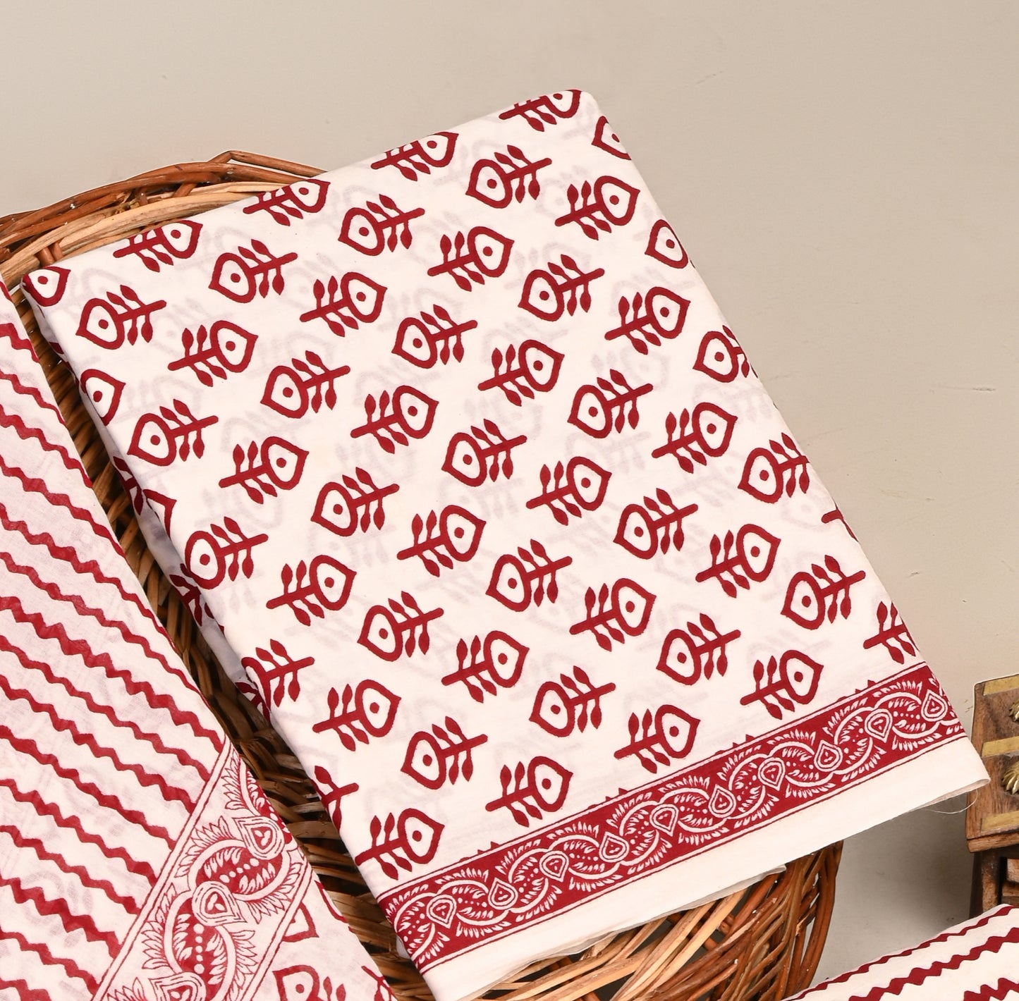 Jaipuri Printed Cotton Suit with mulmul cotton Dupatta
