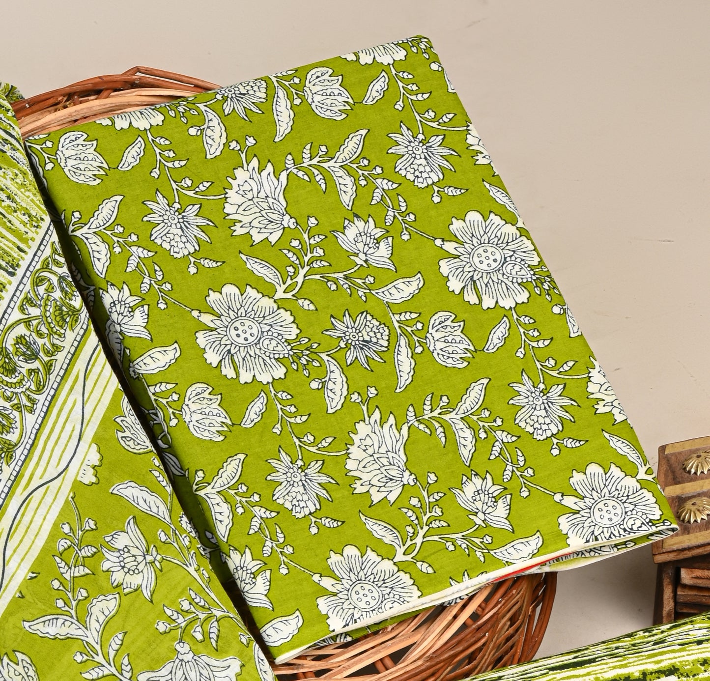 Jaipuri Printed Cotton Suit with mulmul cotton Dupatta