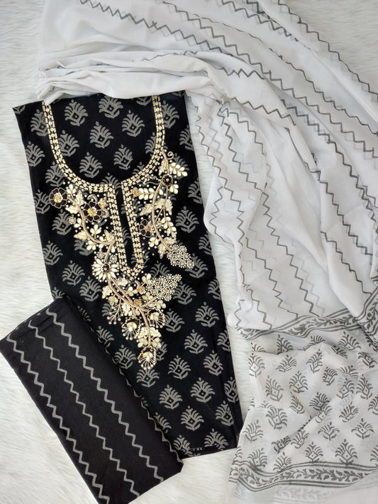 FLORAL PRINTED COTTON GOTA PATTI SUIT WITH COTTON DUPATTA 11