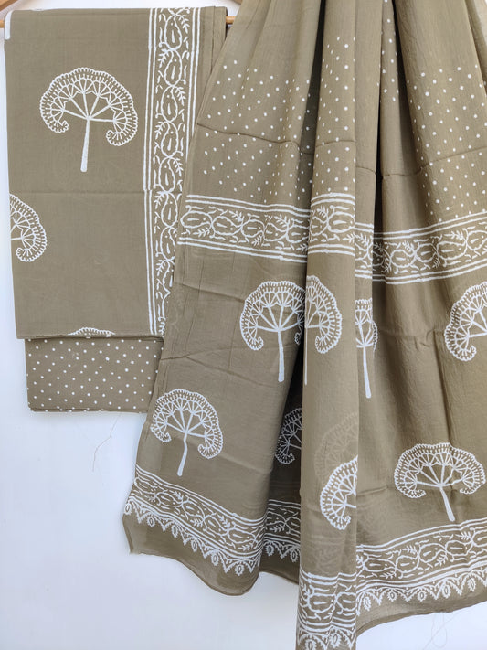 Hand Block Printed Cotton Suit with Cotton dupatta0