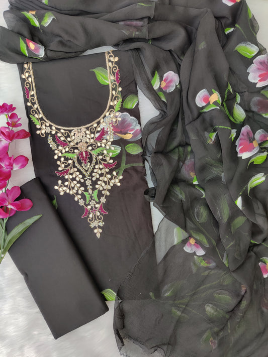 FLORAL PRINTED COTTON GOTA PATTI SUIT WITH CHIFFON DUPATTA3
