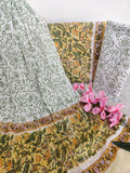 HAND BLOCK PRINTED COTTON SUIT WITH PURE CHIFFON DUPATTA