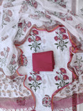 Hand Block Printed Cotton Suit with Cotton Kota Doria dupatta