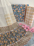 HAND BLOCK PRINTED COTTON SUIT WITH PURE CHIFFON DUPATTA