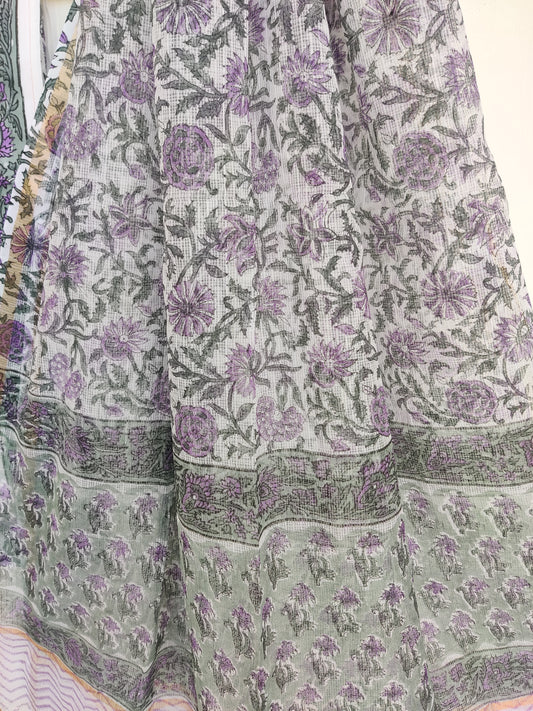 Hand Block Printed Cotton Suit with Cotton Kota Doria dupatta