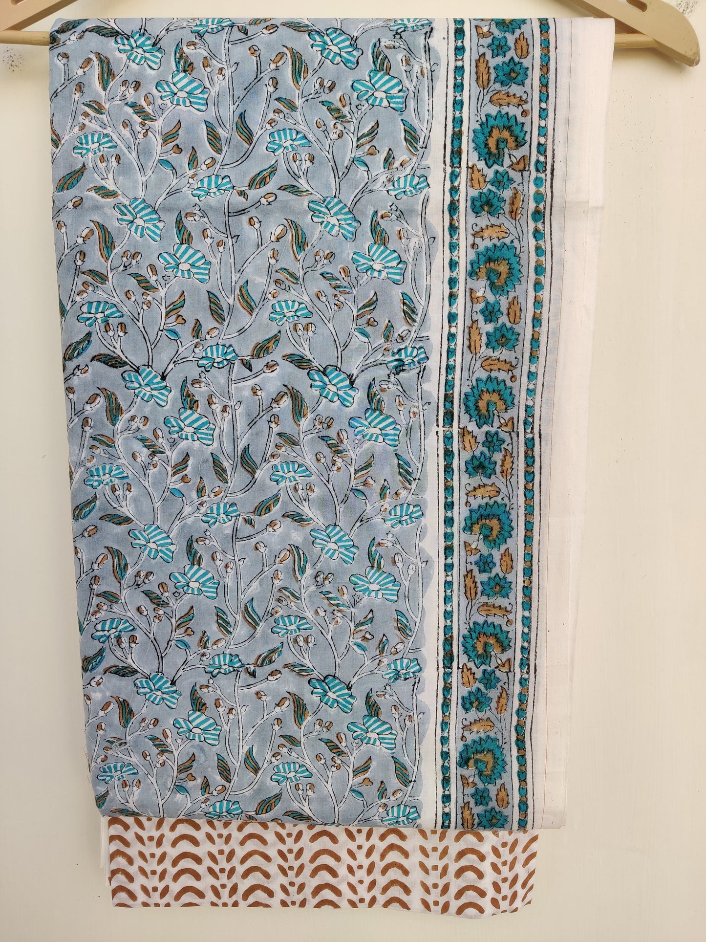 Hand Block Printed Cotton Suit with Cotton dupatta