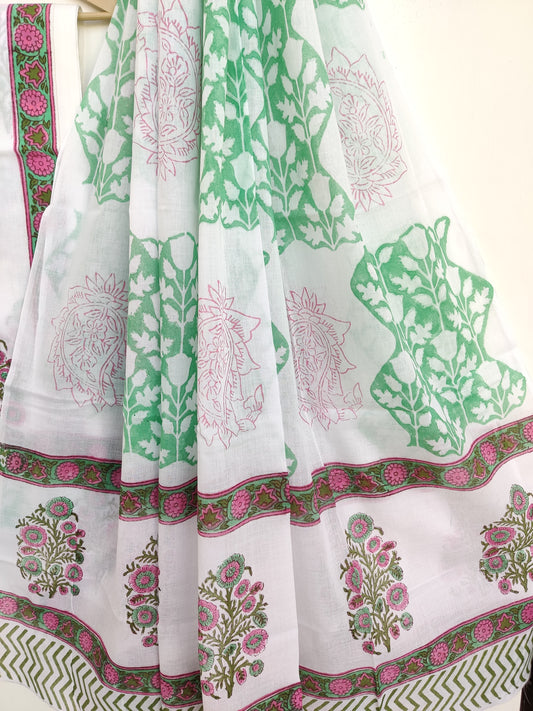 Hand Block Printed Cotton Suit with Cotton dupatta
