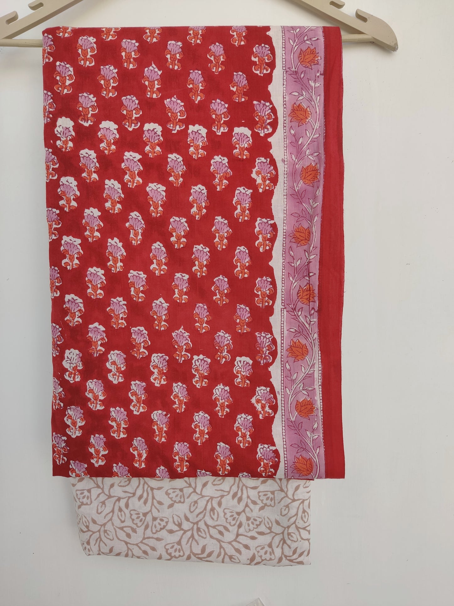 Hand Block Printed Cotton Suit with Cotton dupatta