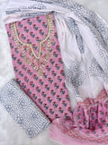 FLORAL PRINTED COTTON GOTA PATTI SUIT WITH COTTON DUPATTA