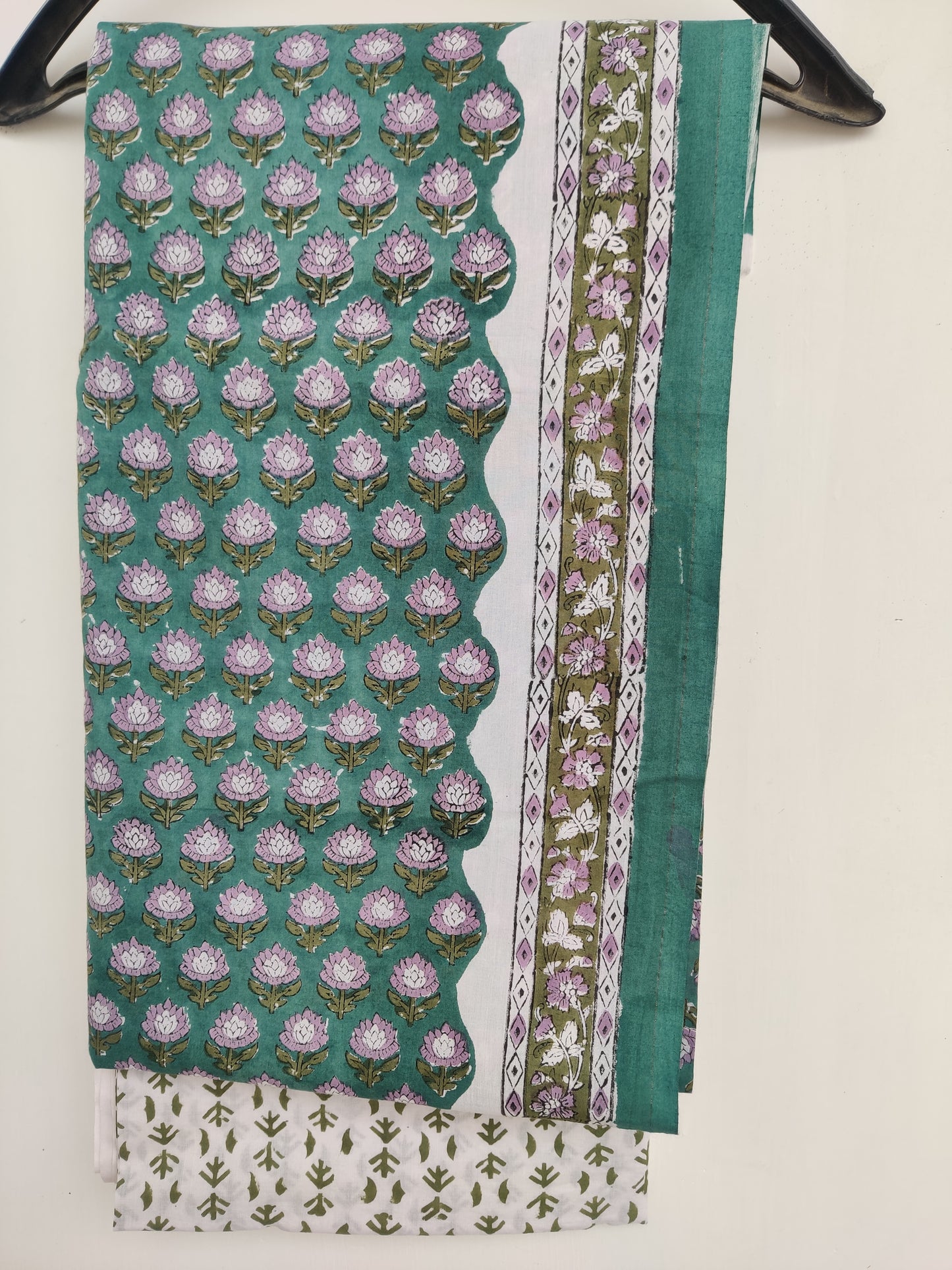 Block Printed Cotton Suit with mulmul cotton Dupatta