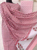 Block Printed Cotton Suit with mulmul cotton Dupatta