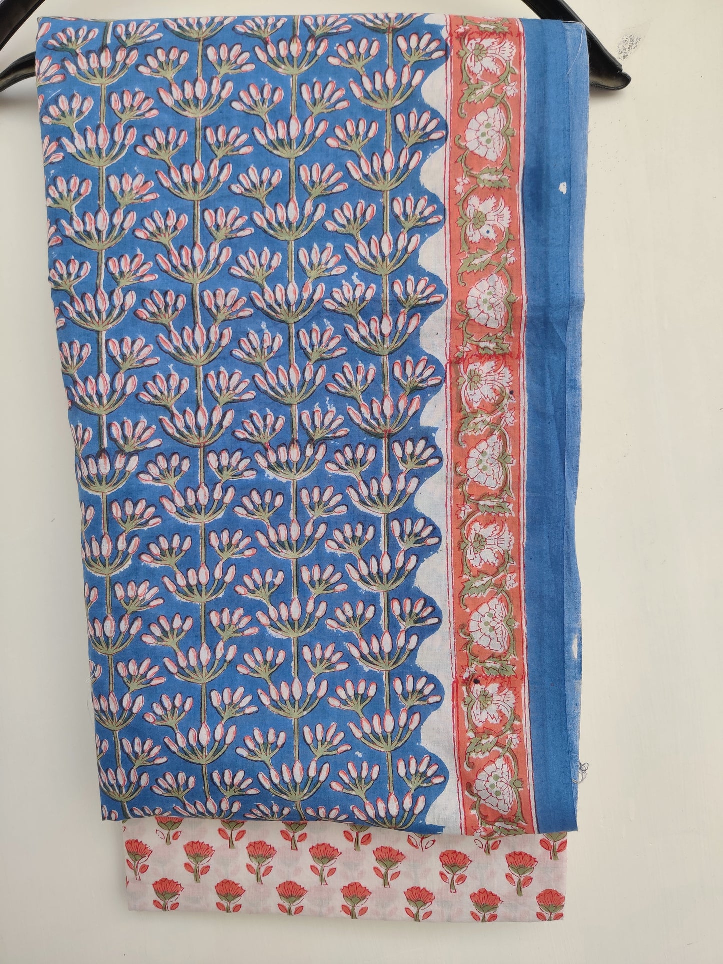 Hand Block Printed Cotton Suit with Cotton Kota Doria dupatta