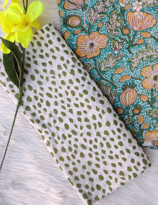 FLORAL PRINTED COTTON GOTA PATTI SUIT WITH CHIFFON DUPATTA