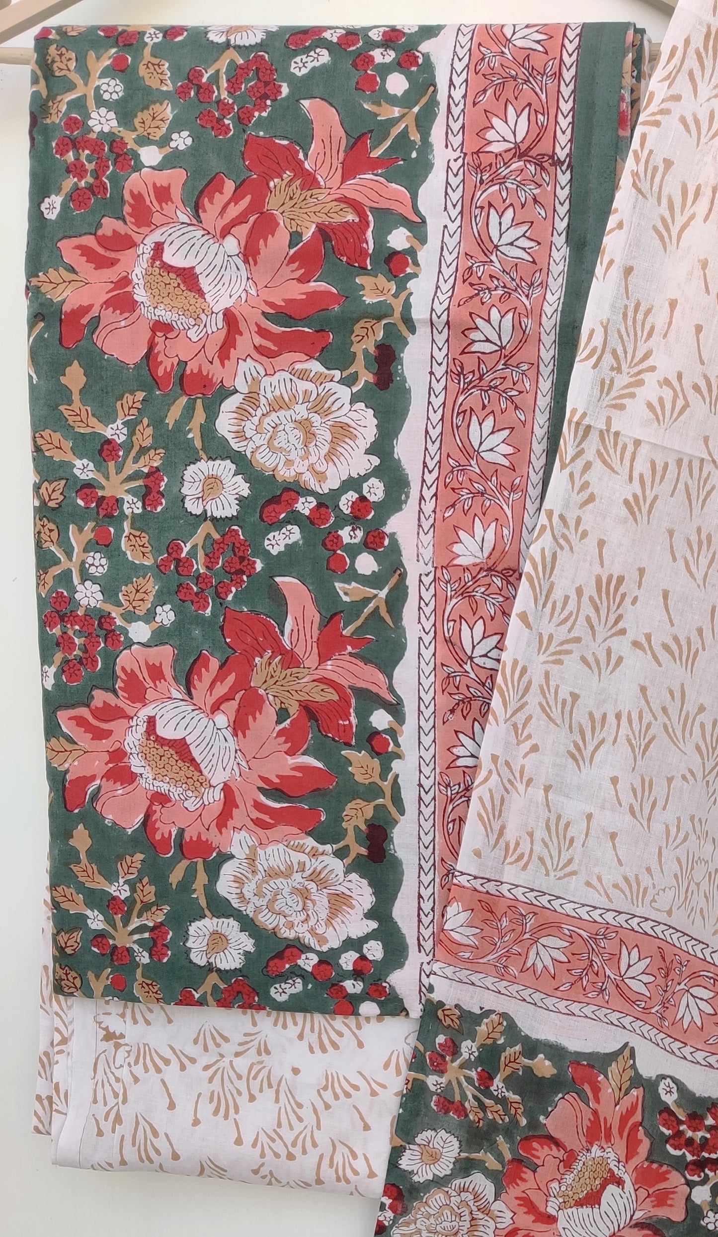 Block Printed Cotton Suit with Mulmul dupatta