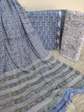 HAND BLOCK PRINTED COTTON SUIT WITH PURE CHIFFON DUPATTA