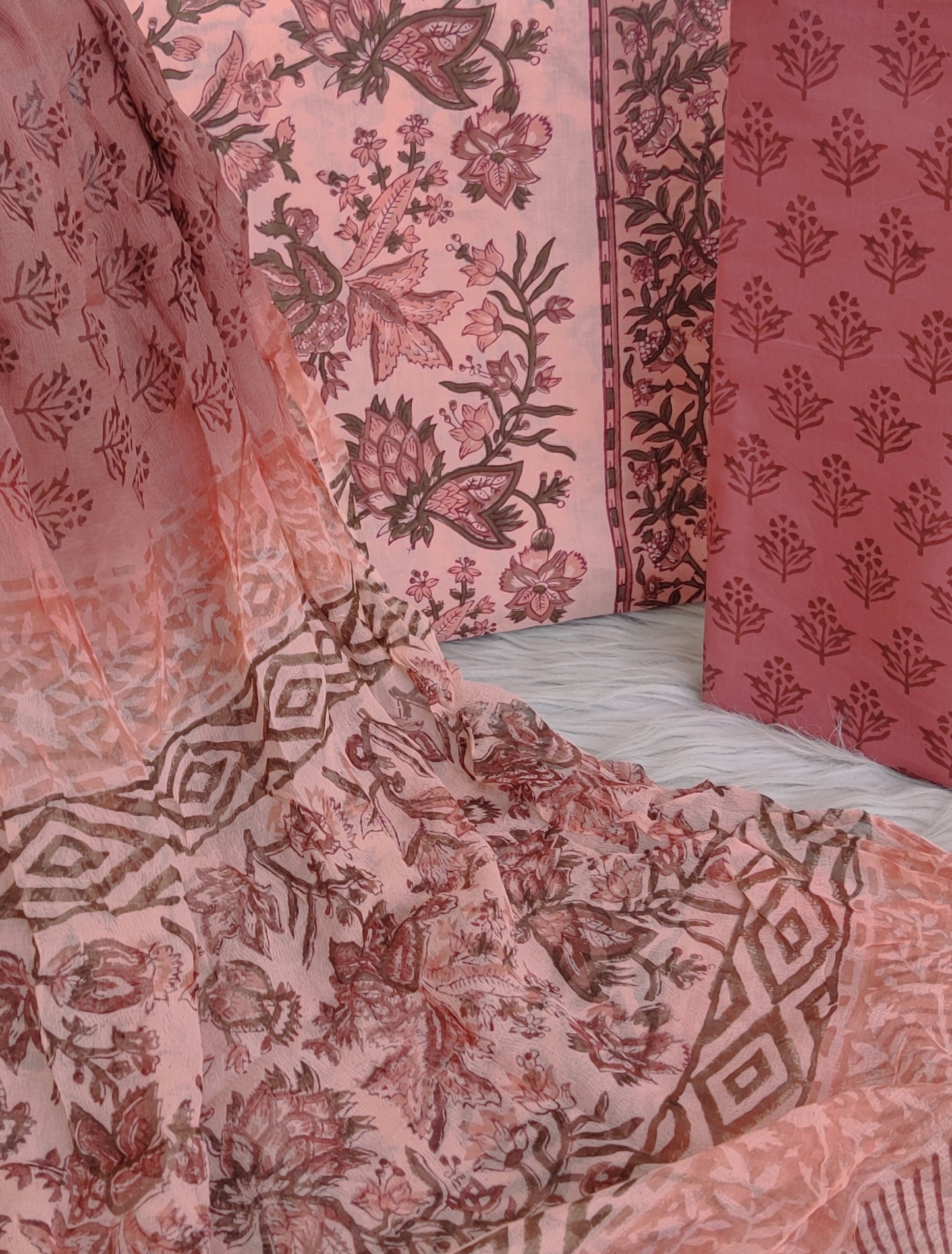 Hand Block Printed Cotton Suit with Pure Chiffon dupatta5