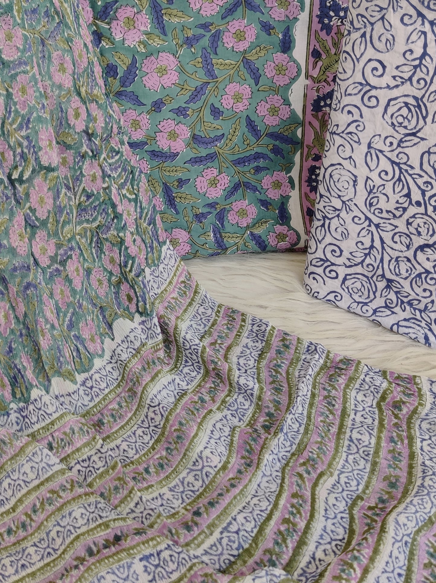 HAND BLOCK PRINTED COTTON SUIT WITH PURE CHIFFON DUPATTA