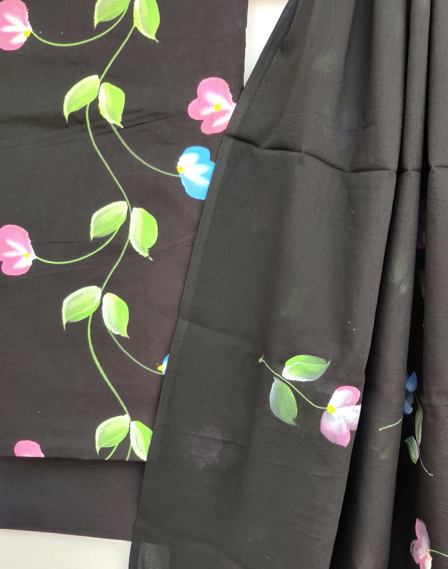 Hand Painted Cotton Suit with Mulmul dupatta