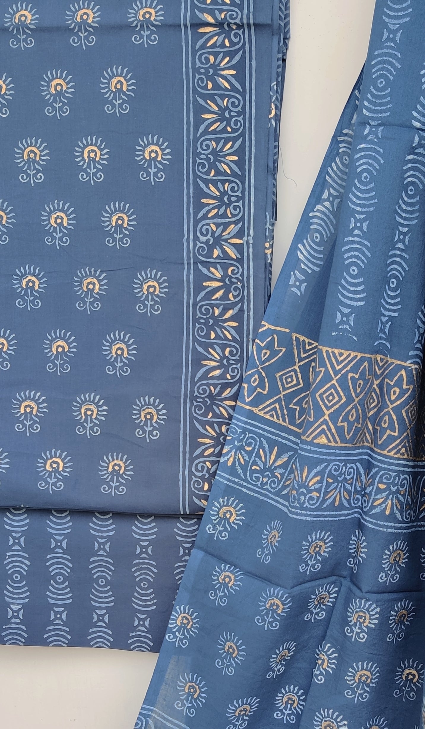 Block Printed Cotton Suit with Mulmul dupatta1