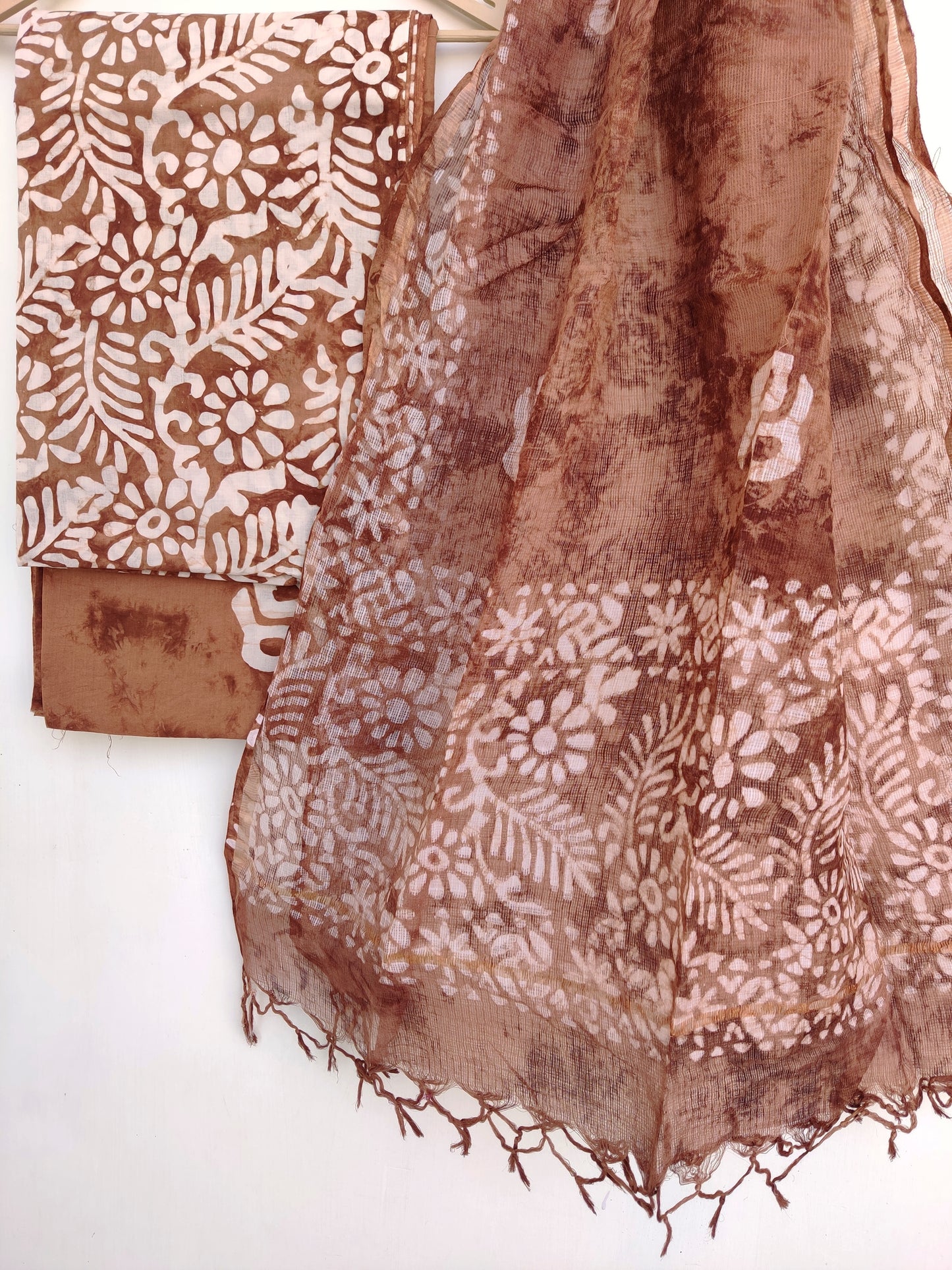 Hand Block Printed Cotton Suit with Cotton Kota Doria dupattaa