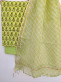 BLOCK PRINTED COTTON SUIT WITH LEHRIYA KOTA DORIA DUPATTA