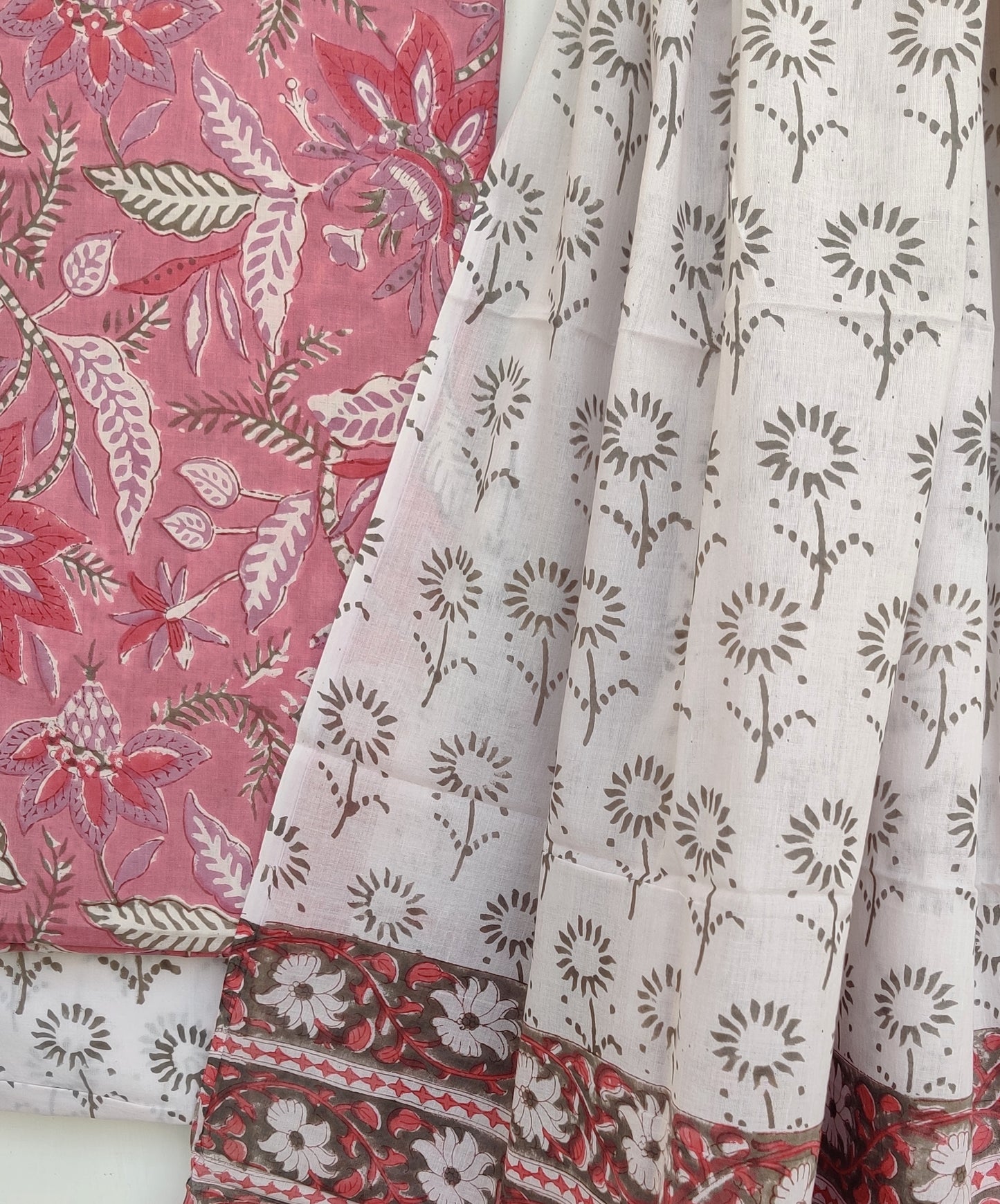 Cotton Block Printed Cotton Suit with mulmul cotton Dupatta