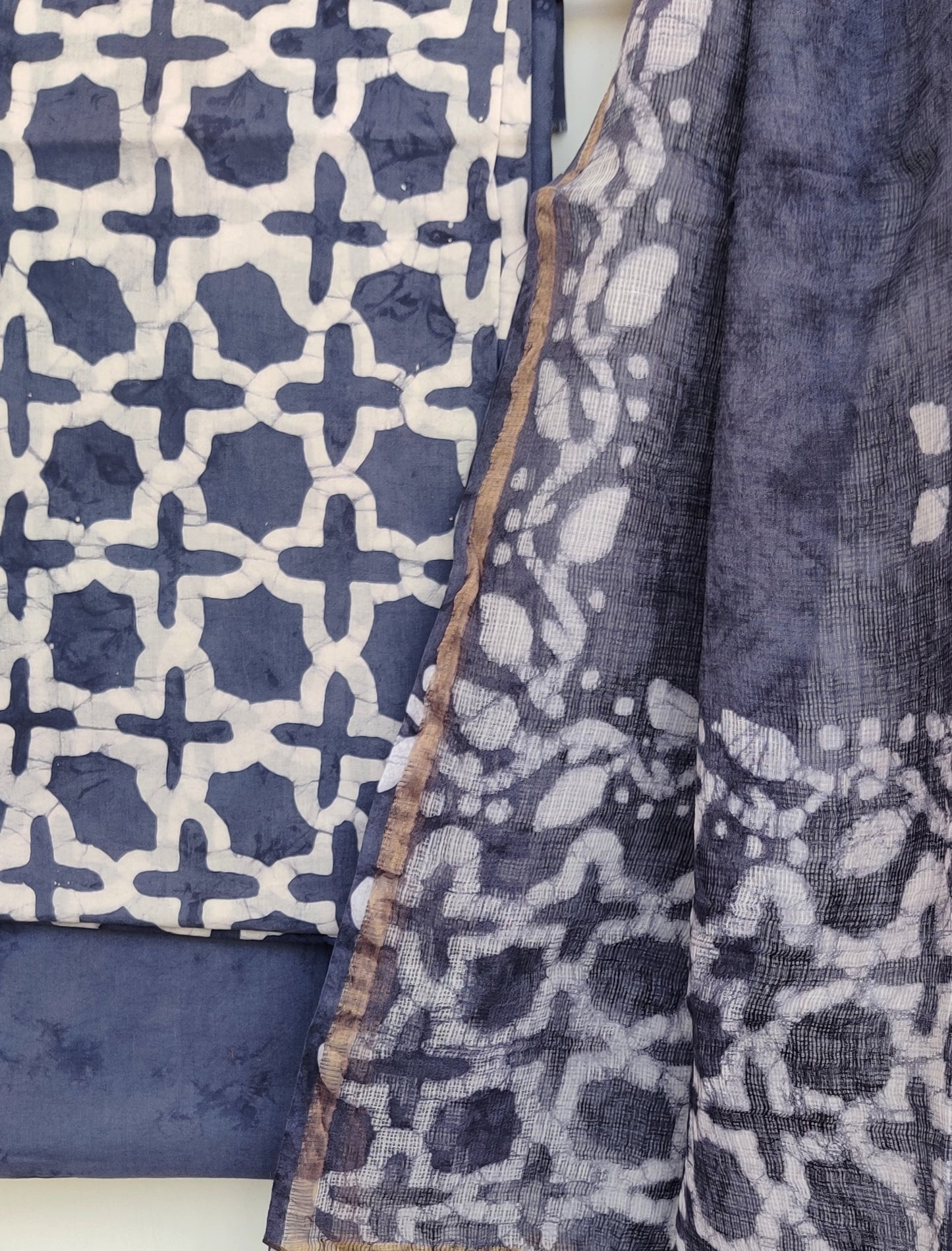 Hand Block Printed Cotton Suit with Cotton Kota Doria dupattaa