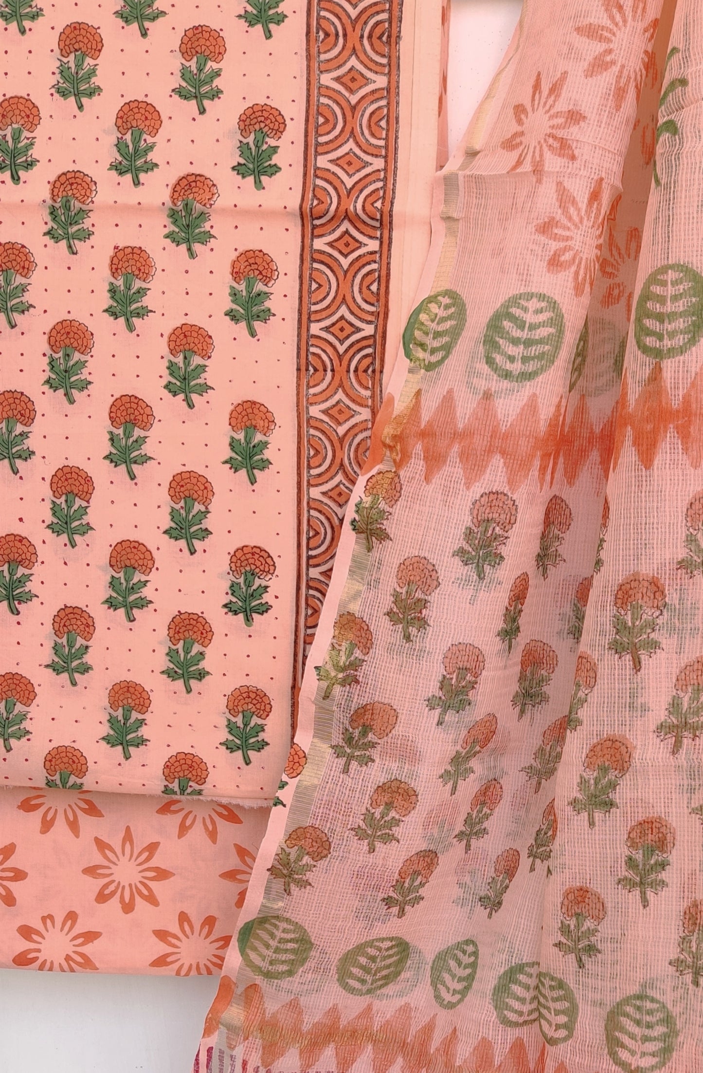 Hand Block Printed Cotton Suit with Cotton Kota Doria dupattaa2