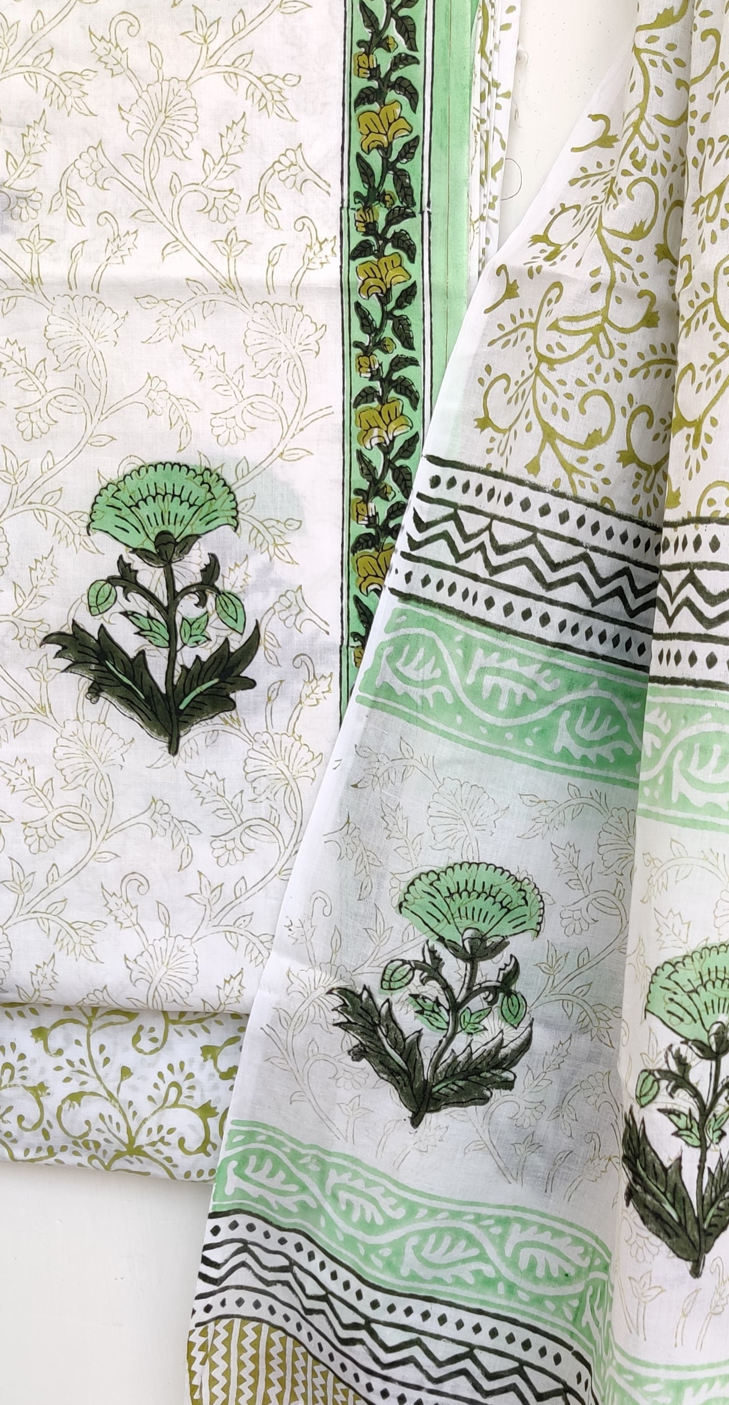 Block Printed Cotton Suit with Mulmul dupatta