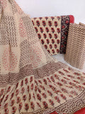 (KALAMKARI) HAND BLOCK PRINTED COTTON SUIT WITH PURE CHIFFON DUPATTA