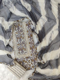 Cotton Printed Neck Work Suits with Chiffon dupatta