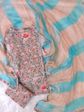 Cotton Printed Neck Work Suits with Chiffon dupatta
