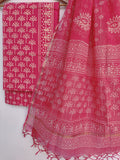 Beautiful Discharge Printed Cotton Suit with Pure Kota Doria Dupatta