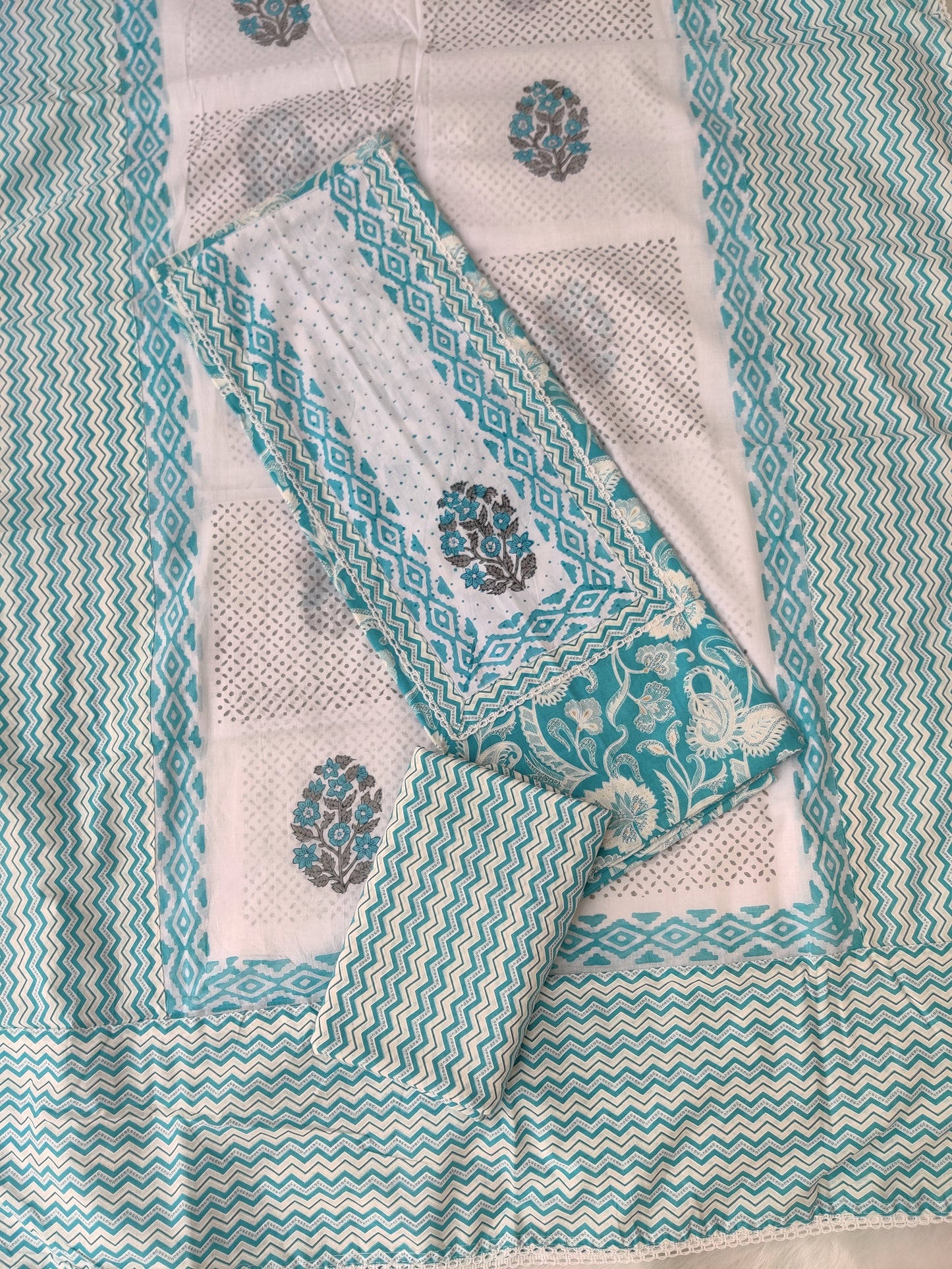 NEW LAUNCH Exclusive Cotton Printed Neck Work Suits with mulmul dupatta