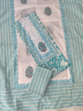 NEW LAUNCH Exclusive Cotton Printed Neck Work Suits with mulmul dupatta