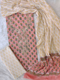 FLORAL PRINTED COTTON GOTA PATTI SUIT WITH COTTON DUPATTA