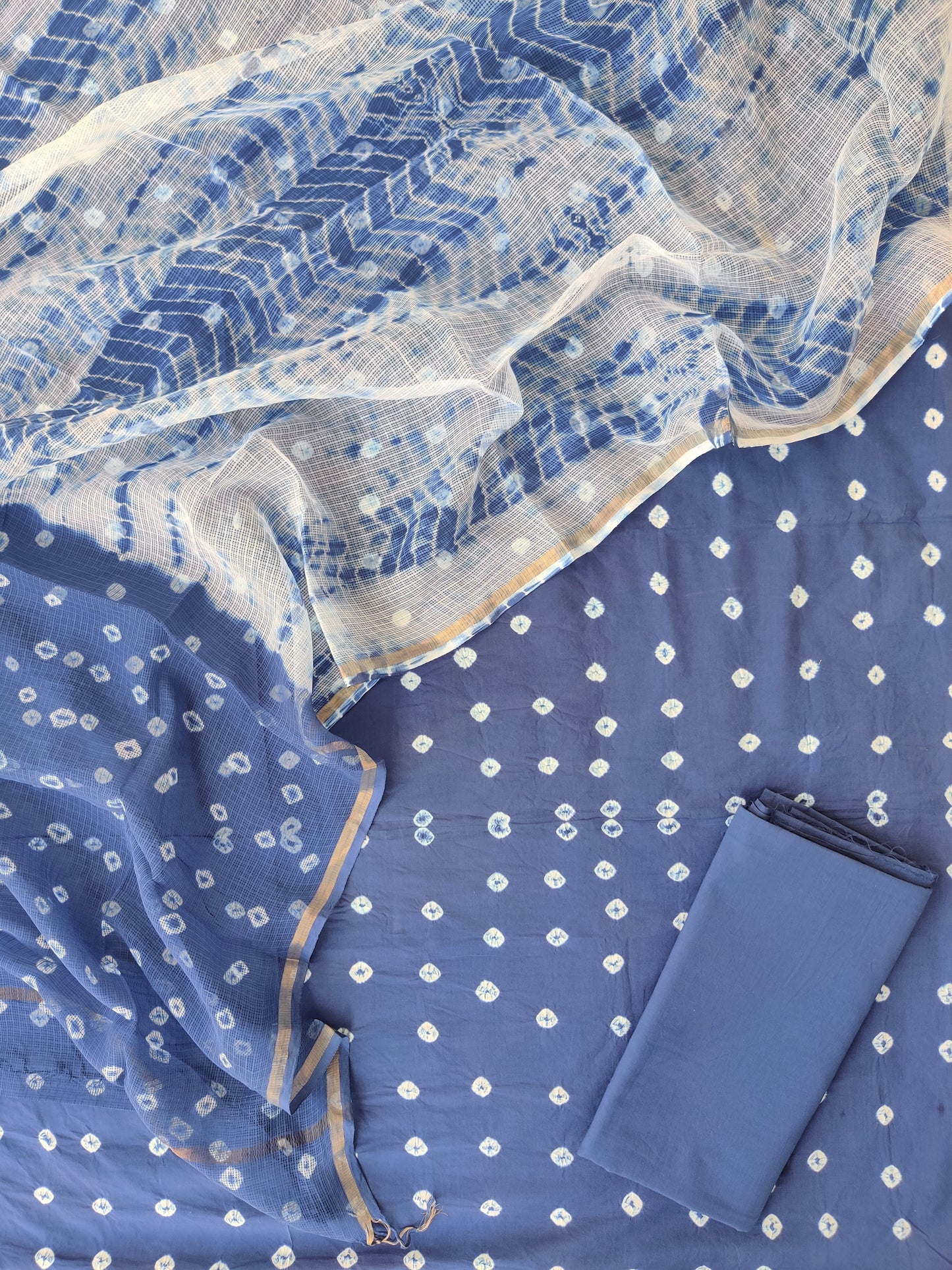 (BANDHEJ) Cotton Suit with Cotton Kota Doria dupatta