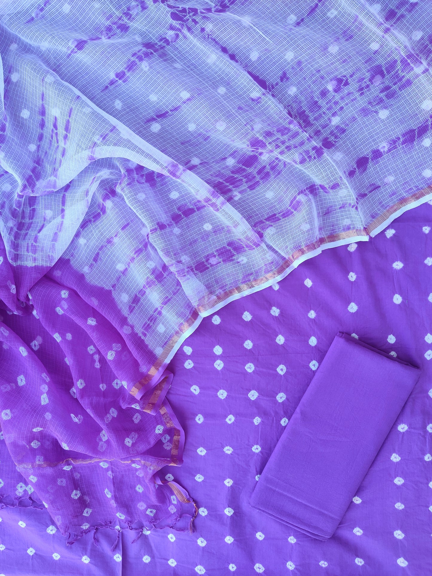 (BANDHEJ) Cotton Suit with Cotton Kota Doria dupatta