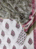 Hand Block Printed Cotton Suit with Cotton Kota Doria dupatta