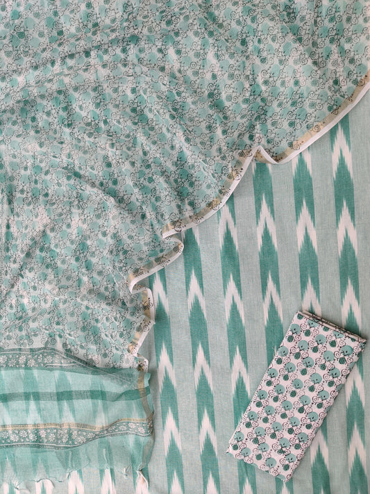 Handloom Weaved Ikat Suit with Kota Doria Dupatta