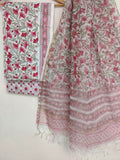 Hand Block Printed Cotton Suit with Cotton Kota Doria dupatta