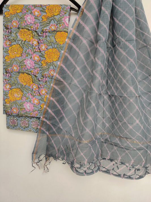 BLOCK PRINTED COTTON SUIT WITH LEHRIYA KOTA DORIA DUPATTA1