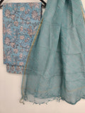 BLOCK PRINTED COTTON SUIT WITH LEHRIYA KOTA DORIA DUPATTA