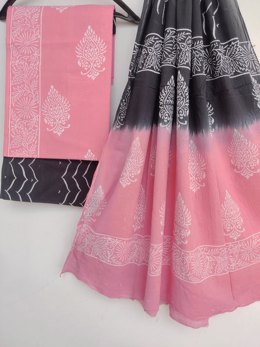 Block Printed Cotton Suit with Mulmul dupatta1