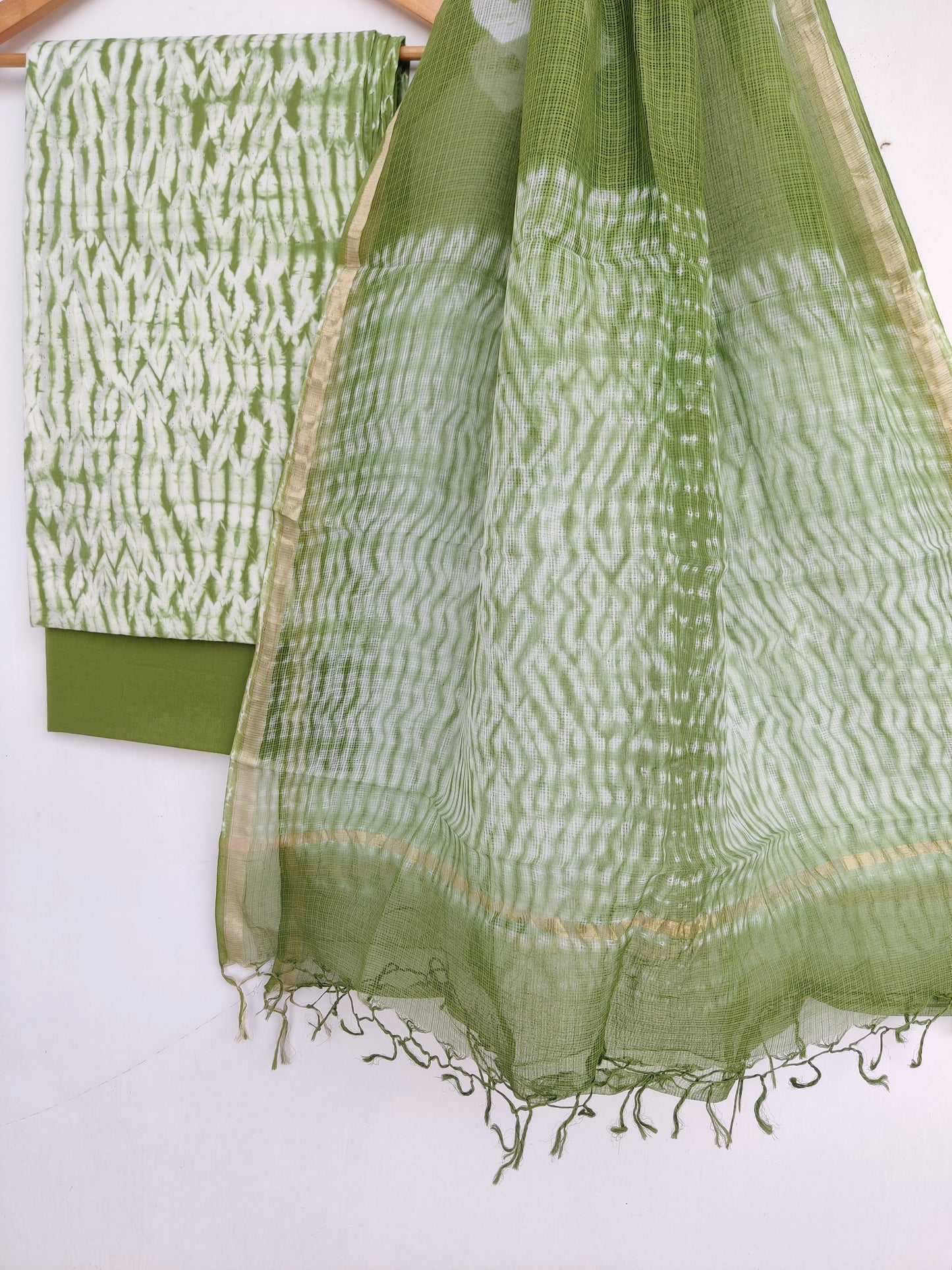 (SHIBORI) Cotton Suit with Cotton Kota Doria dupatta