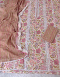 JAIPURI PRINTED CROCHET NECK WORK SUITS WITH MULMUL DUPATTA