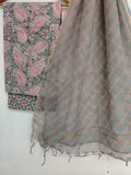 BLOCK PRINTED COTTON SUIT WITH LEHRIYA KOTA DORIA DUPATTA