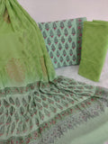 HAND BLOCK PRINTED COTTON SUIT WITH PURE CHIFFON DUPATTA