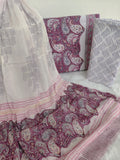 HAND BLOCK PRINTED COTTON SUIT WITH PURE CHIFFON DUPATTA